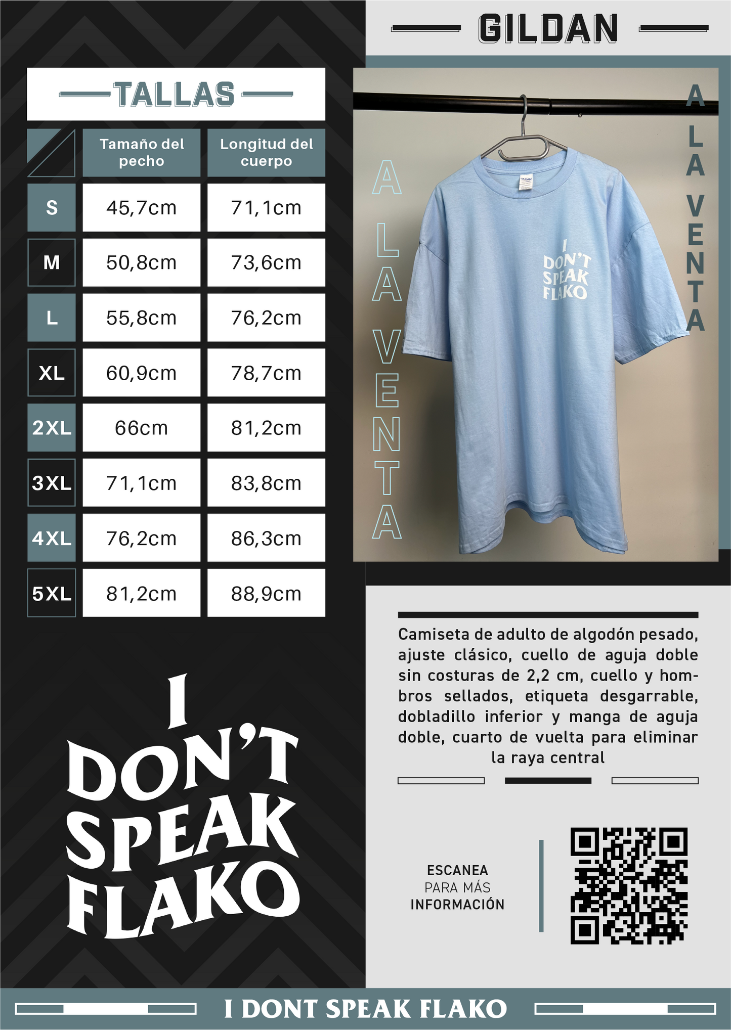 Camiseta clásica "I DON'T SPEAK FLAKO" color azul